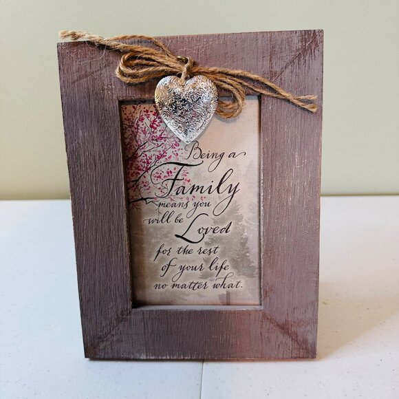 Family Love Picture Frame Rustic Distressed Home Decoration Valentine Heart - Picture 1 of 14